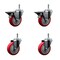 Service Caster 4'' Red Poly Wheel Swivel 7/16'' Grip Ring Stem Caster Set 2 Brakes, 4PK SCC-GR20S414-PPUB-RED-PLB-716138-2S2 - alternate 1